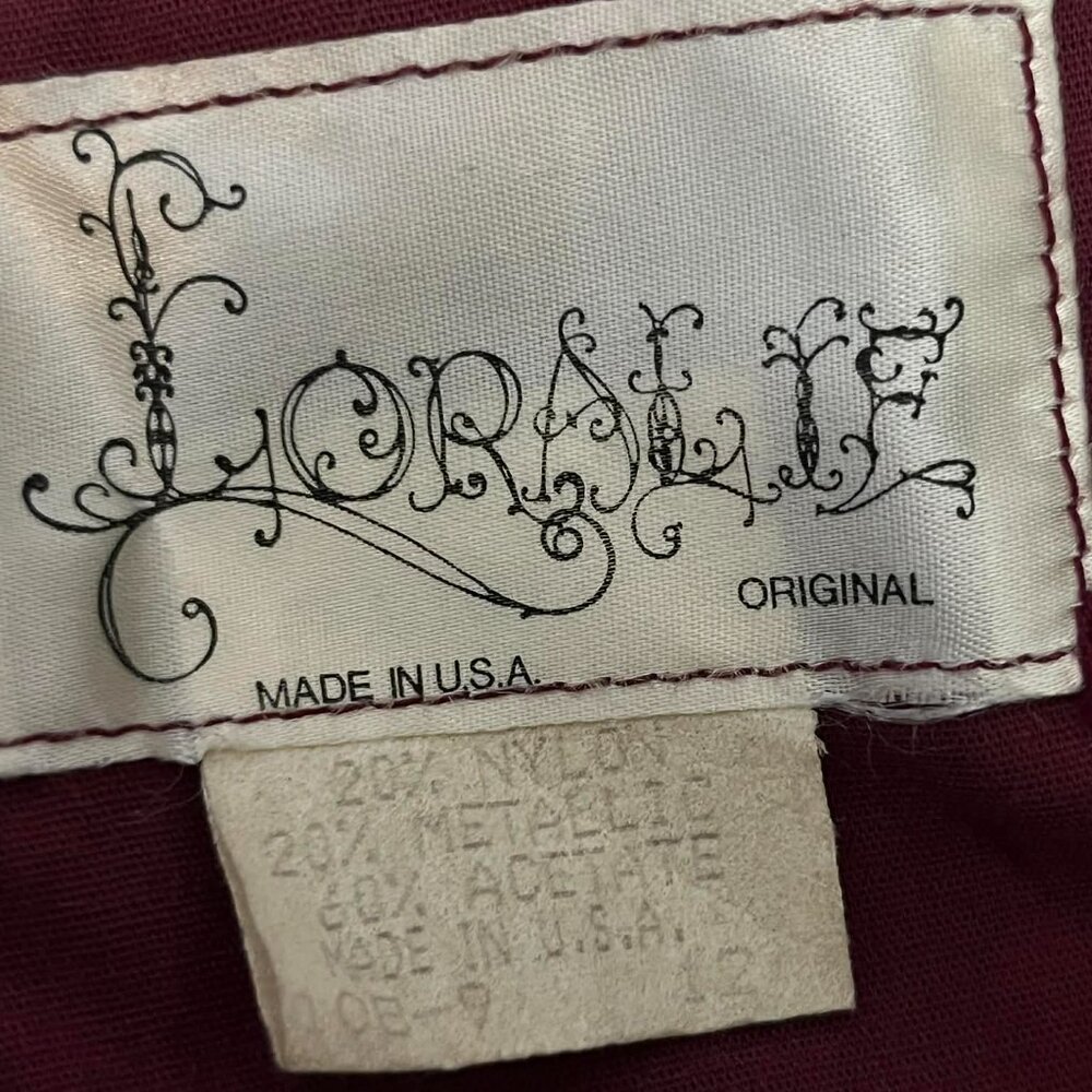 Vintage Loralie Wine Metallic Goth Core Laced Ruffled Dress size 12 - Picture 7 of 7